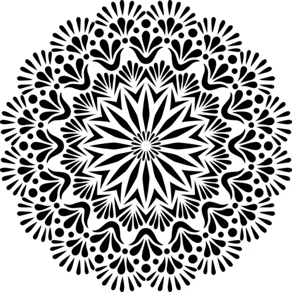 Mandala modello Stencil scarabocchi schizzo — Vettoriale Stock