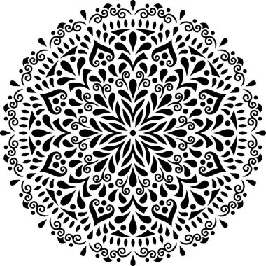 Mandala desen stencil karalama çizimi