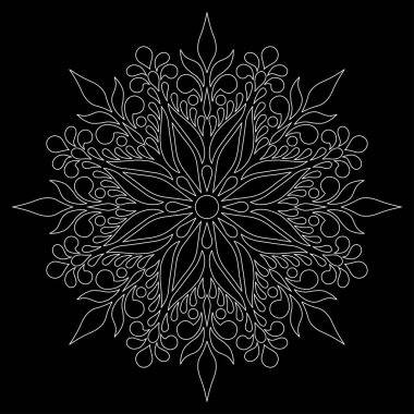 Mandala desen büyük siyah ve beyaz