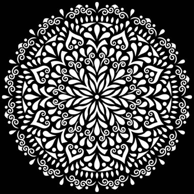 Mandala desen büyük siyah ve beyaz