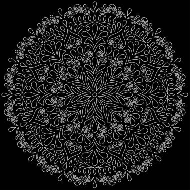 Mandala desen büyük siyah ve beyaz