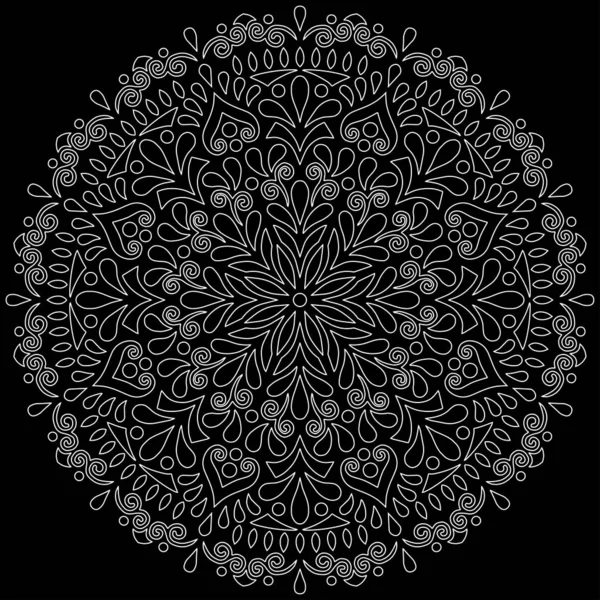 マンダラ パターン大規模な黒と白 — ストックベクタ