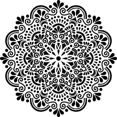 Mandala desen stencil karalama çizimi