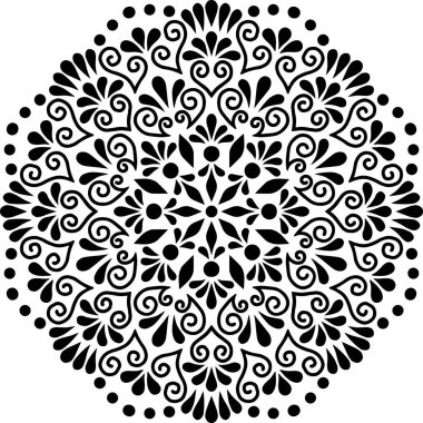 Mandala desen stencil karalama çizimi
