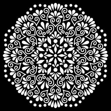 Mandala desen beyaz karalamalar kroki
