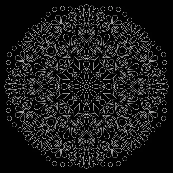 Patrón mandala garabatos blanco bosquejo — Vector de stock