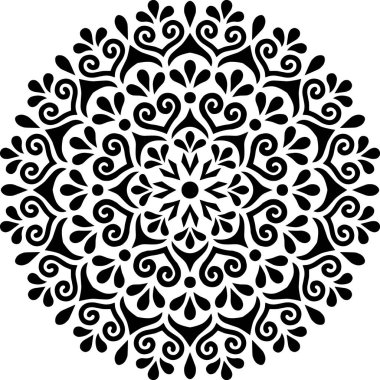 Mandala desen stencil karalama çizimi