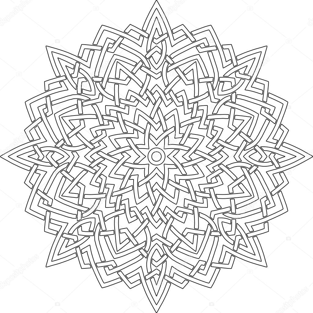 Mandala pattern black and white doodles sketch