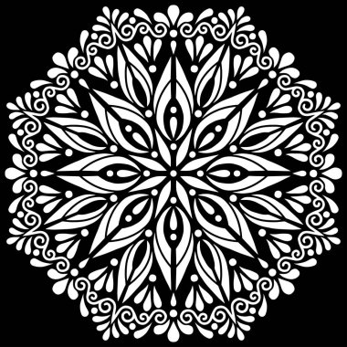 Desen Mandala beyaz şablon karalamalar kroki