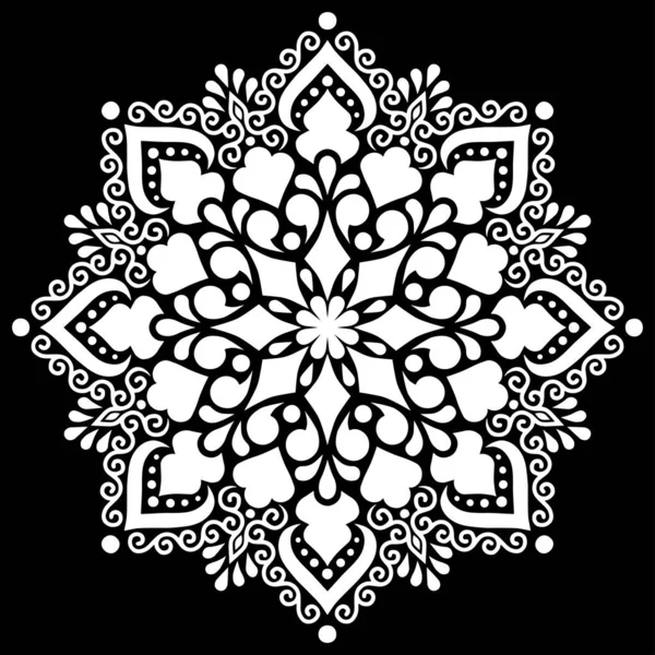 Desen Mandala beyaz şablon karalamalar kroki — Stok Vektör