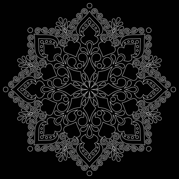 Patrón Mandala Garabatos Blancos Bosquejo Buen Humor — Vector de stock