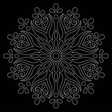 Mandala desen beyaz karalamalar keyfi kroki