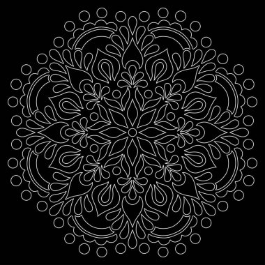Mandala desen beyaz karalamalar keyfi kroki
