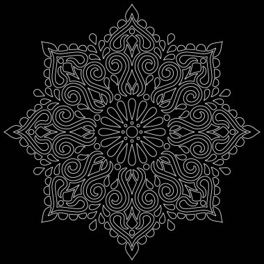 Mandala desen beyaz karalamalar keyfi kroki