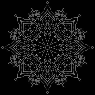 Mandala desen beyaz karalamalar keyfi kroki