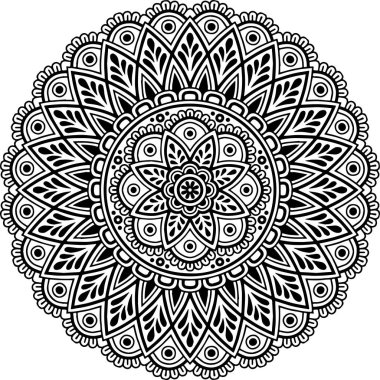 Mandala desen siyah beyaz karalamalar keyfi kroki
