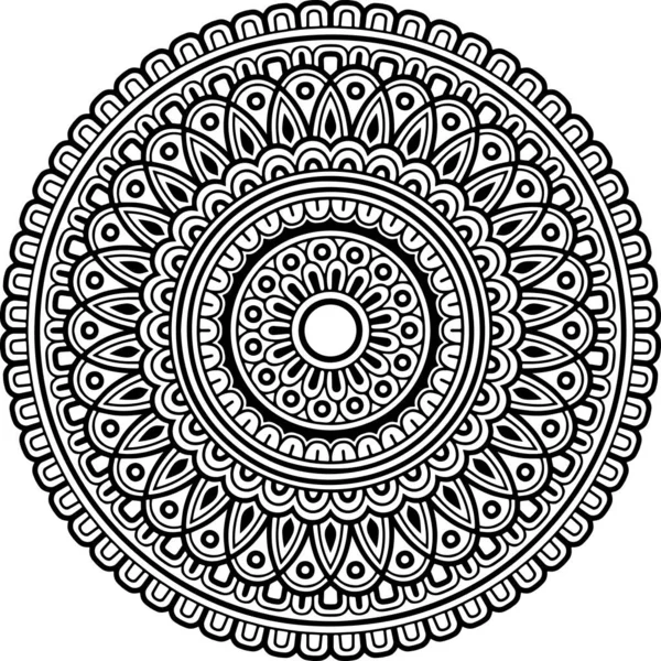 Mandala Muster Schwarz Weiß Kritzeleien Skizzieren Gute Laune — Stockvektor