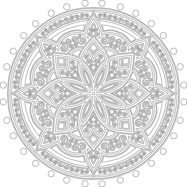 Figuur Mandala Voor Het Kleuren Van Doodles Schets Goed Humeur — Stockvector