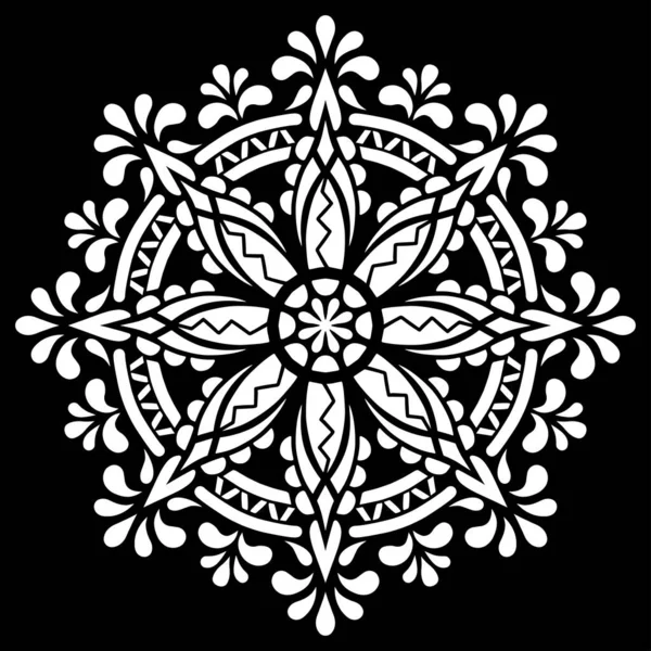 Modello Mandala Stencil Bianco Scarabocchi Schizzo Buon Umore — Vettoriale Stock