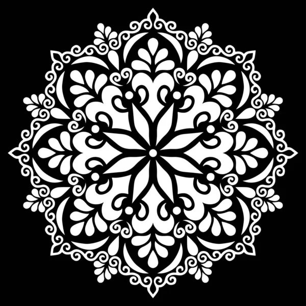 Desen Mandala Beyaz Şablon Karalamalar Kroki Iyi Ruh Hali — Stok Vektör