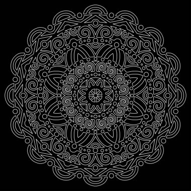 Mandala desen beyaz karalamalar keyfi kroki