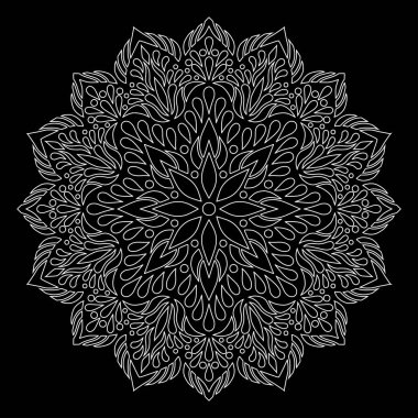 Mandala desen beyaz karalamalar keyfi kroki