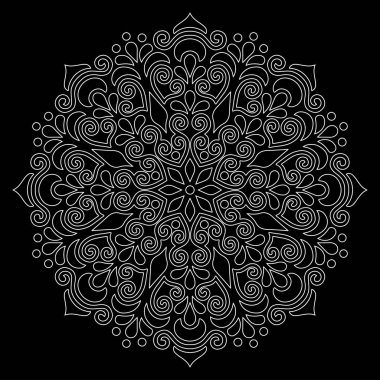 Mandala desen beyaz karalamalar keyfi kroki