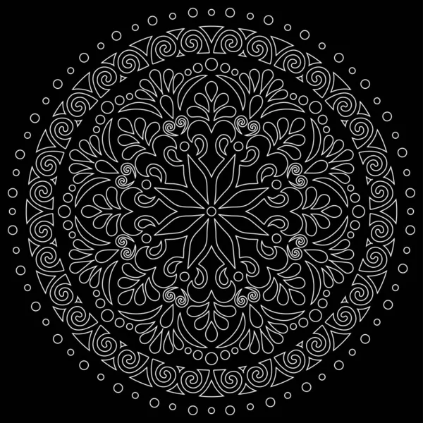 Mandala Desen Beyaz Karalamalar Keyfi Kroki — Stok Vektör