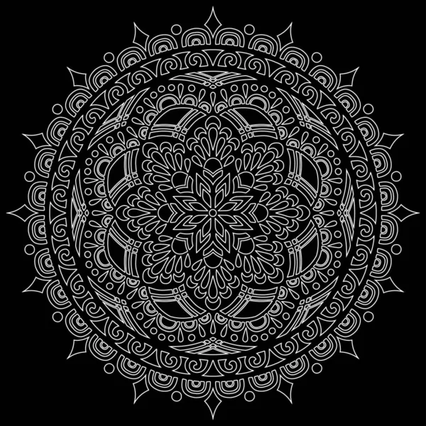 Desen Mandala Beyaz Şablon Karalamalar Kroki Iyi Ruh Hali — Stok Vektör