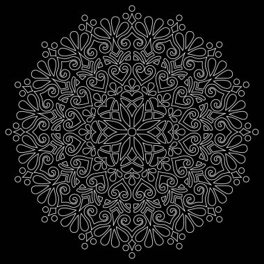 Siyah karalamalı beyaz çizgili mandala iyi bir ruh hali çizer.
