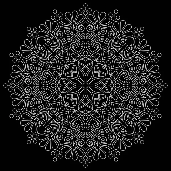 Λευκό Περίγραμμα Mandala Ένα Μαύρο Doodles Σκίτσο Καλή Διάθεση — Διανυσματικό Αρχείο
