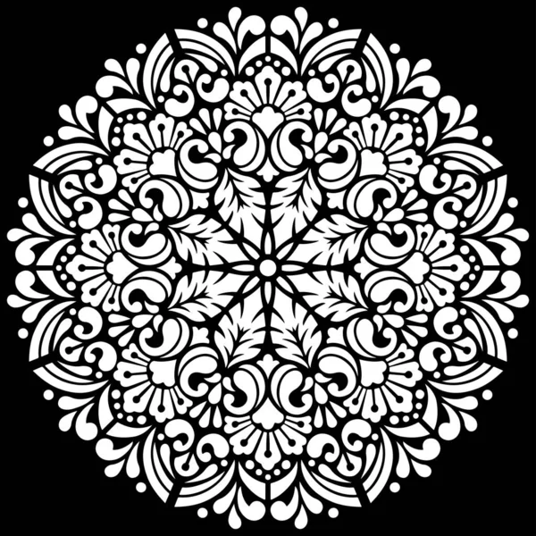 White Mandala Pattern Black Stencil Doodles Sketch Good Mood — Stock Vector