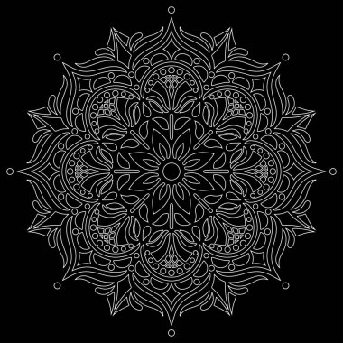 Siyah karalamalı beyaz çizgili mandala iyi bir ruh hali çizer.