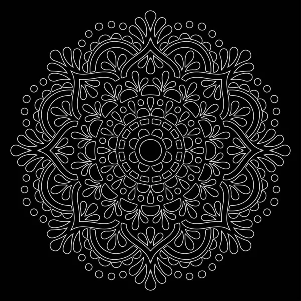 白いアウトライン曼荼羅上の黒の落書き良い気分をスケッチ — ストックベクタ