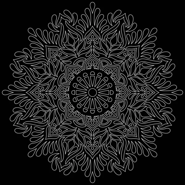 Siyah Karalamalı Beyaz Çizgili Mandala Iyi Bir Ruh Hali Çizer — Stok Vektör