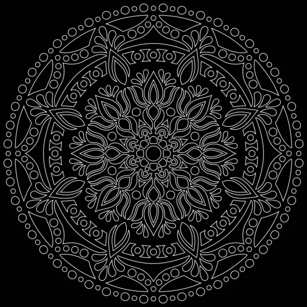 Blanco Contorno Mandala Negro Garabatos Bosquejo Buen Humor — Archivo Imágenes Vectoriales