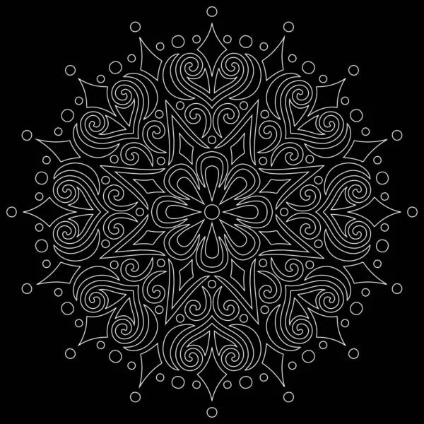 Blanco Contorno Mandala Negro Garabatos Bosquejo Buen Humor — Archivo Imágenes Vectoriales