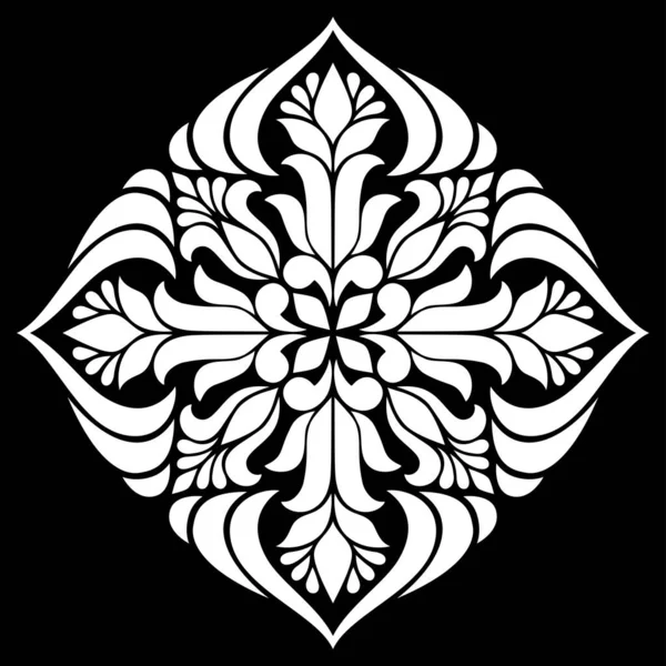 Modello Mandala Bianco Scarabocchi Stencil Nero Schizzo Buon Umore — Vettoriale Stock