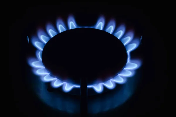 Nézd Gáztűzhely Kék Láng Földgáz Természetes Energia Cseppfolyósított Földgáz — Stock Fotó