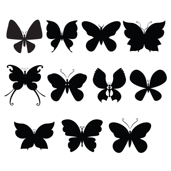 Butterfly silouettes in vector — Stock Vector