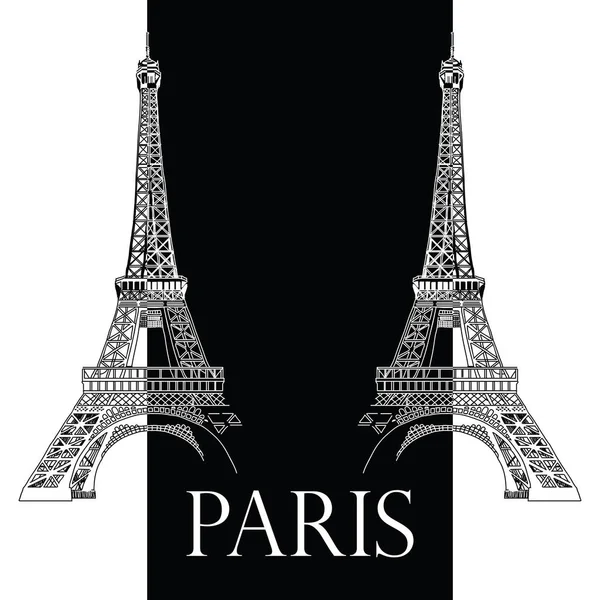 Illustration vectorielle de dessin à la main avec deux tours Eiffel — Image vectorielle