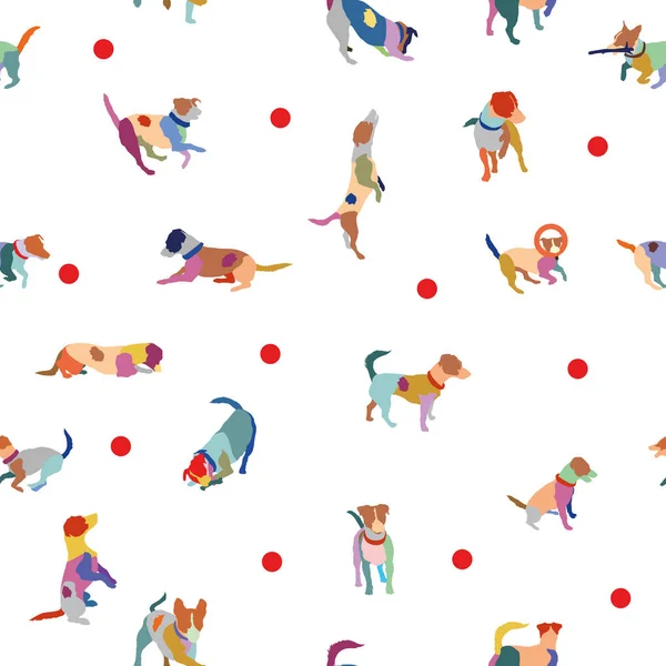 Vector sömlösa mönster med färgglada terrier hundar — Stock vektor