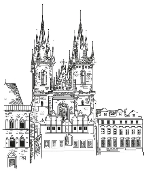 Týnský kostel v Praze — Stockový vektor