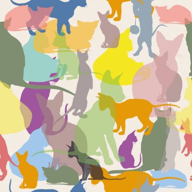 Vector seamless pattern with colorful cats clipart