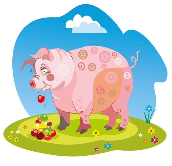 Drôle dessin animé cochon — Image vectorielle