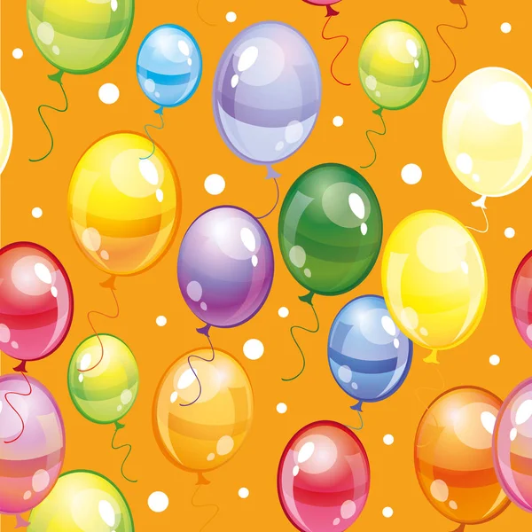 Seamless pattern with balloons on orange background — Stock Vector