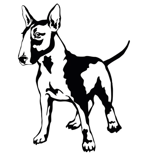 Декоративный стоячий портрет собаки Булл-терьер, векторная иллюстрация — стоковый вектор