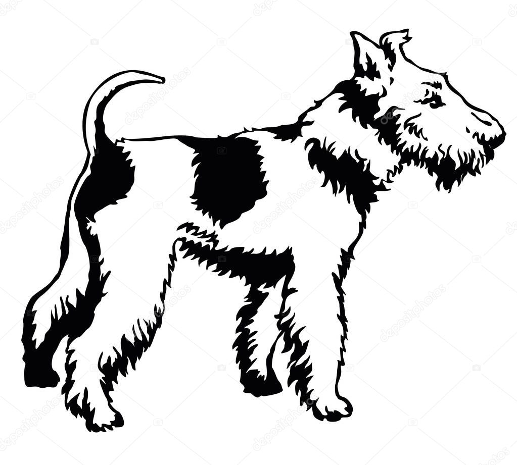 Decorative standing portrait of dog Fox Terrier, vector illustra