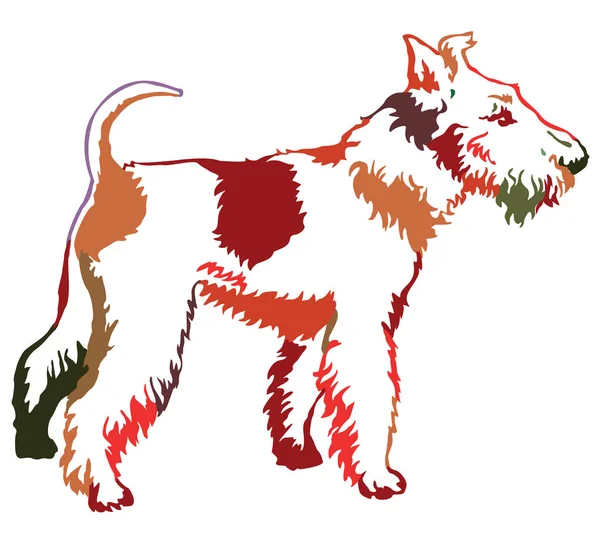 Colorido retrato decorativo de pie de perro Fox Terrier, vector — Archivo Imágenes Vectoriales