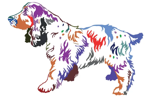 Barevné Dekorativní stojící portrét psa ruský Španěl, ve — Stockový vektor